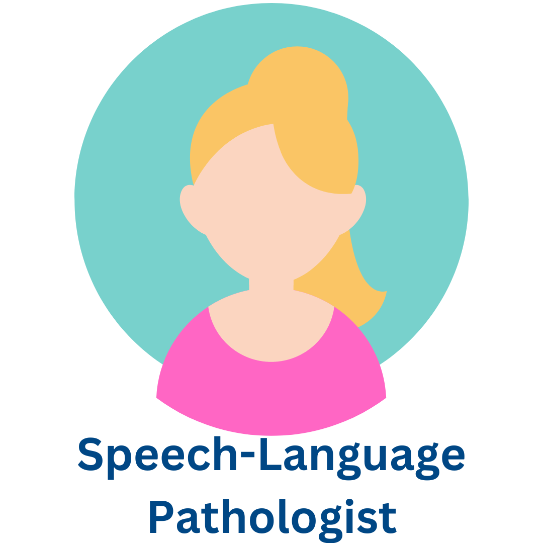 Stylized icon of a female with blonde hair. The words Speech-Language Pathologist appear under the image.