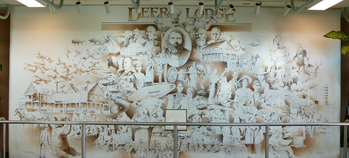 Mural inside Deer Lodge Centre