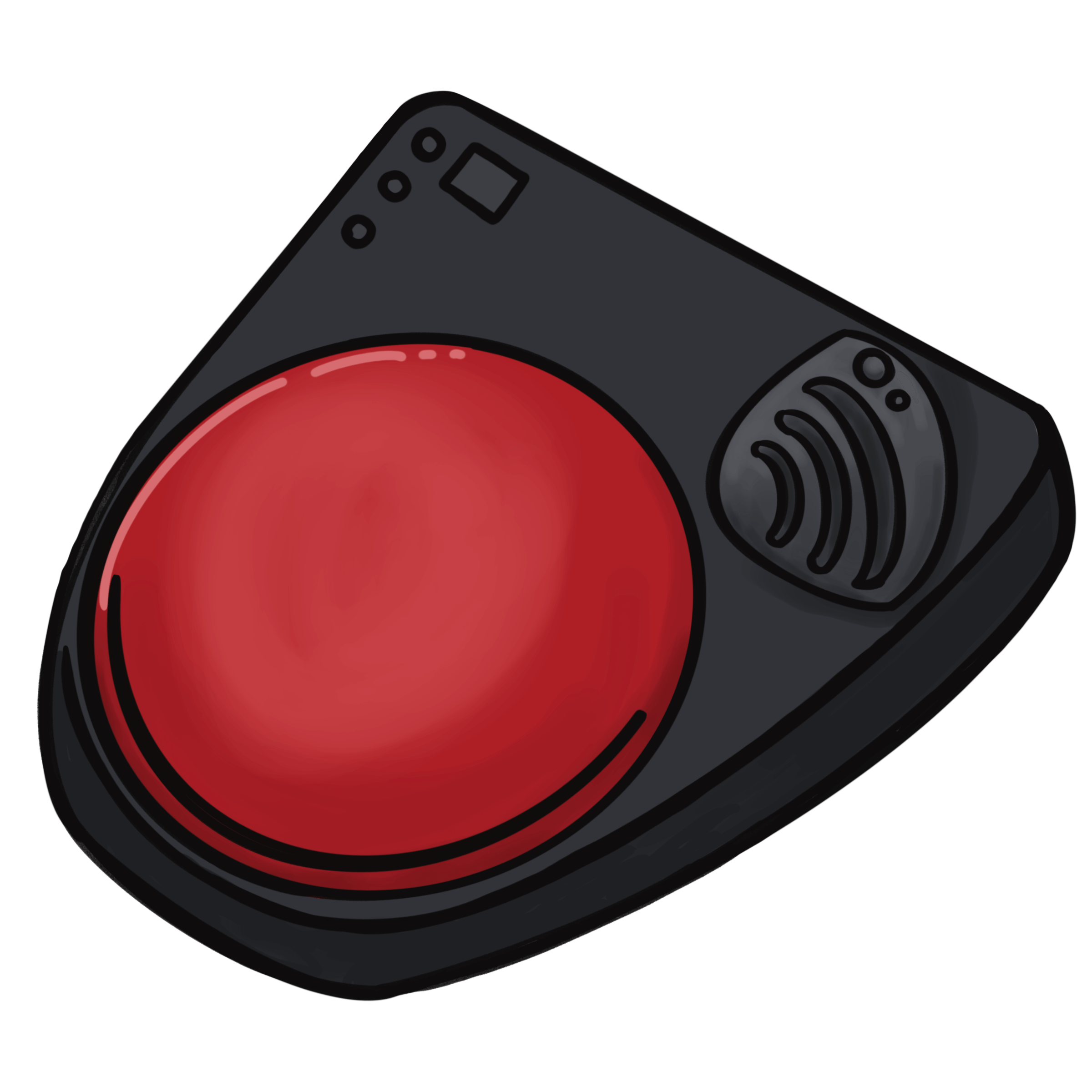 Drawn image of an AAC device (large single button)